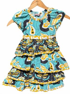 Jelly The Pug Lilac Collection Amber Dress Tiered Ruffle Bird Paisley 3 Twirl